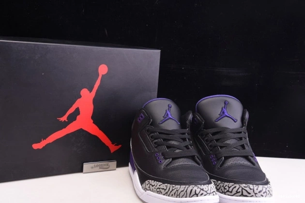 Rep TBkick CT8532-050 Court Air Jordan Black Retro 3 Purple 0703